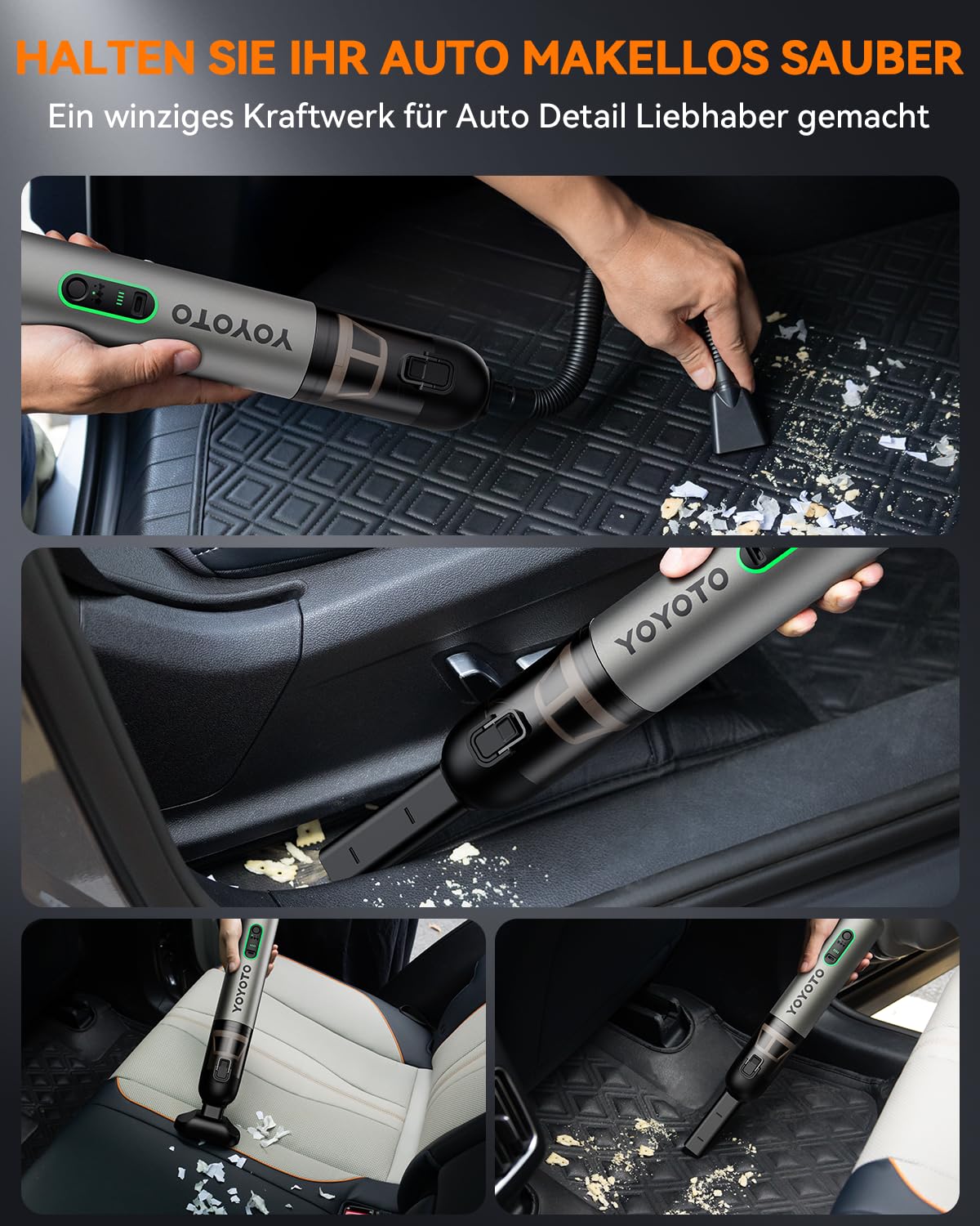 Akku-Autostaubsauger, 4-in-1 Handstaubsauger mit 21000Pa Saugkraft
