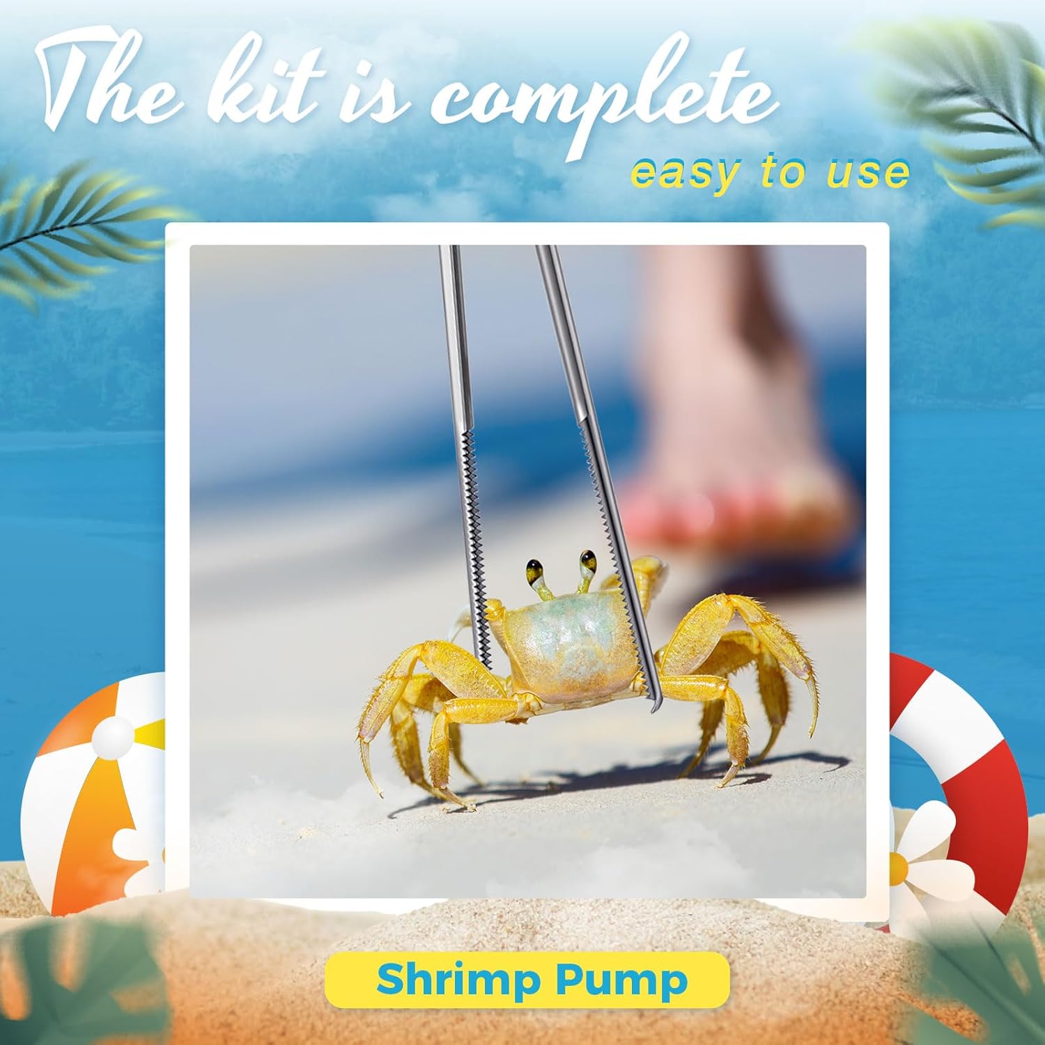 Shrimp Pump Set Mantis Shrimp Pump with 9 l Folding Bucket and Stainless Steel Fish Pump Seafood Catching Tool Easy to Carry Sea Catching Tool for Sea Intestine Fishing Equipment