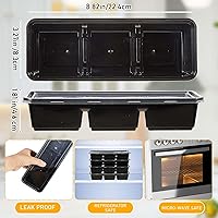 Vista 2 de Hushee Paquete de 5 recipientes pequeños de 17 onzas con 3 compartimentos para aperitivos con tapa, caja Bento de plástico desechable, cajas de Negro