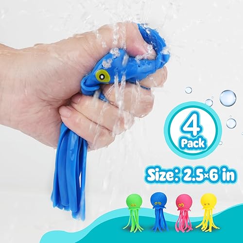 Miniatura 5 de 4 bolas de agua de pulpo, juguete sensorial para el alivio del estrés flotante, piscina, playa, tina, juguete reutilizable, bolas de agua para