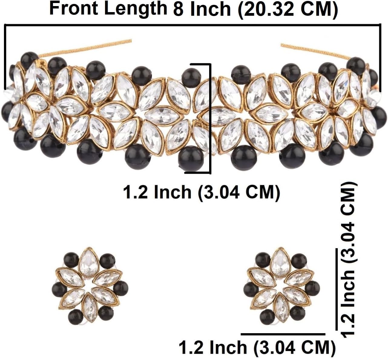 Efulgenz Faux Pearl Choker Indian Jewelry Sets for Women Crystal Kundan Pearl Necklace Set Beaded Faux Pearl Necklace Earrings Bollywood Fashion Jewelry Wedding Bridal Jewelry Set