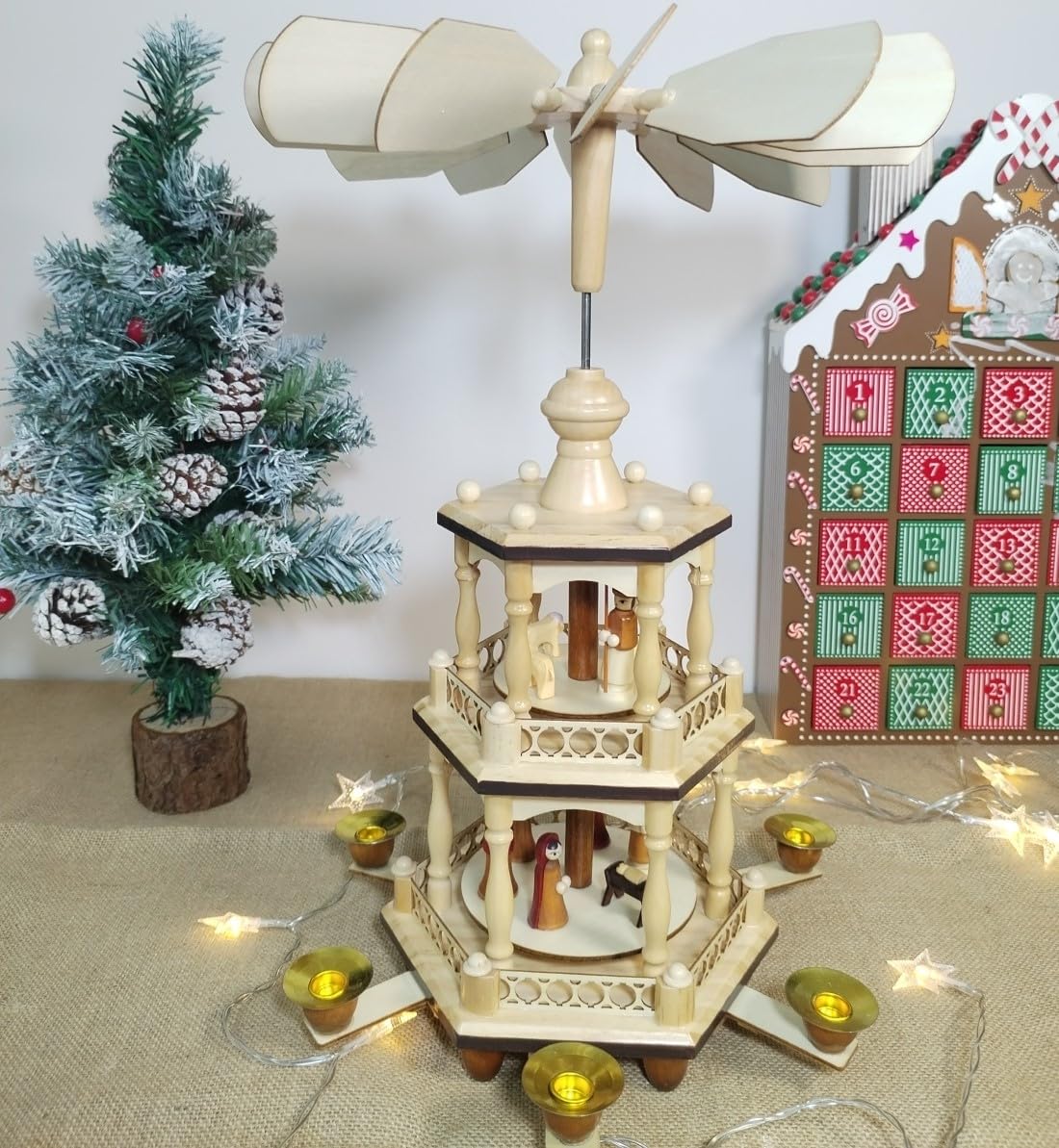 Amazon.co.jp: 17インチ 木製クリスマスピラミッド キャンドルホルダー
