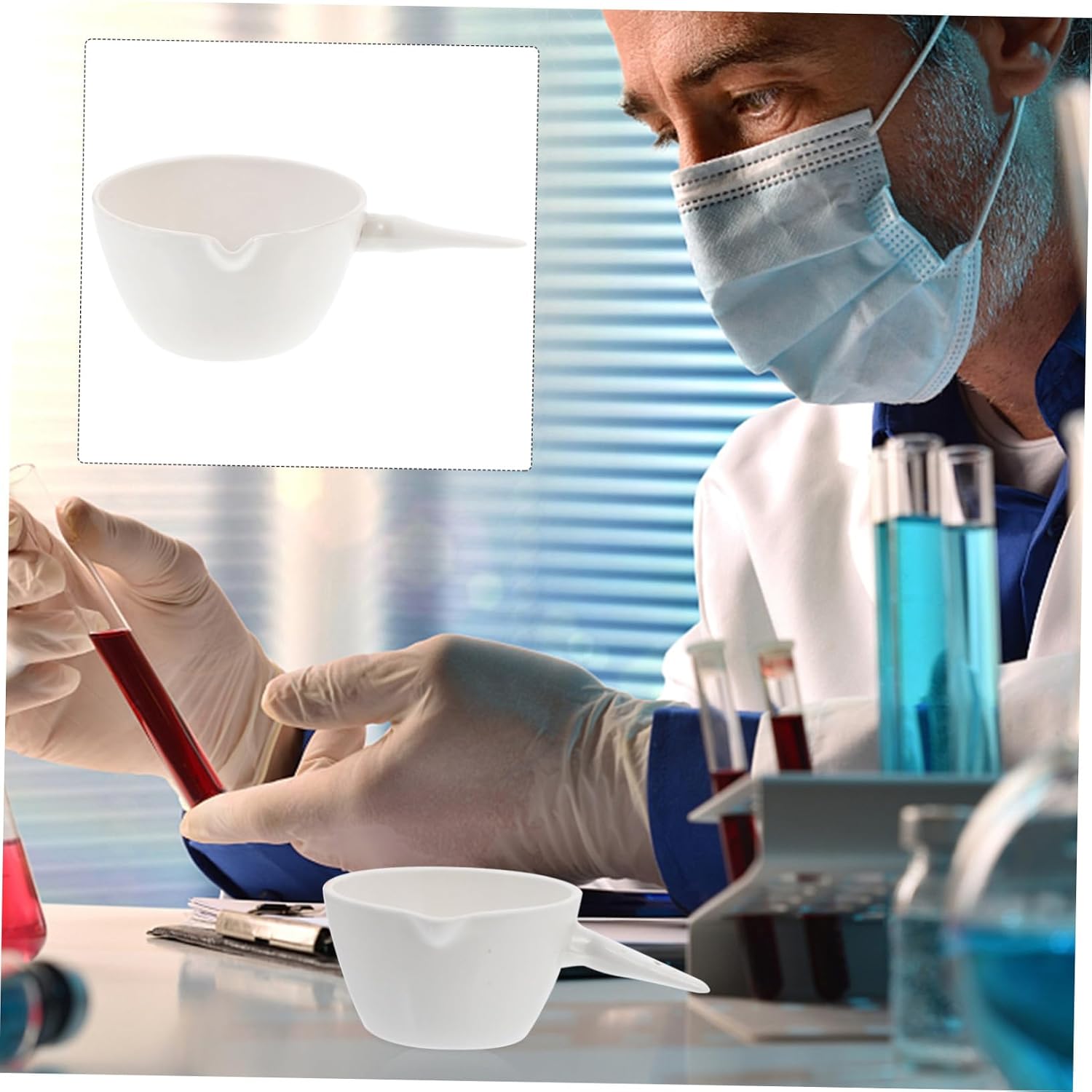 Porcelain Evaporating Bowl with Handle Surface Lab Evaporating Dish for Concentrating and Drying Solids in School and Laboratory Use
