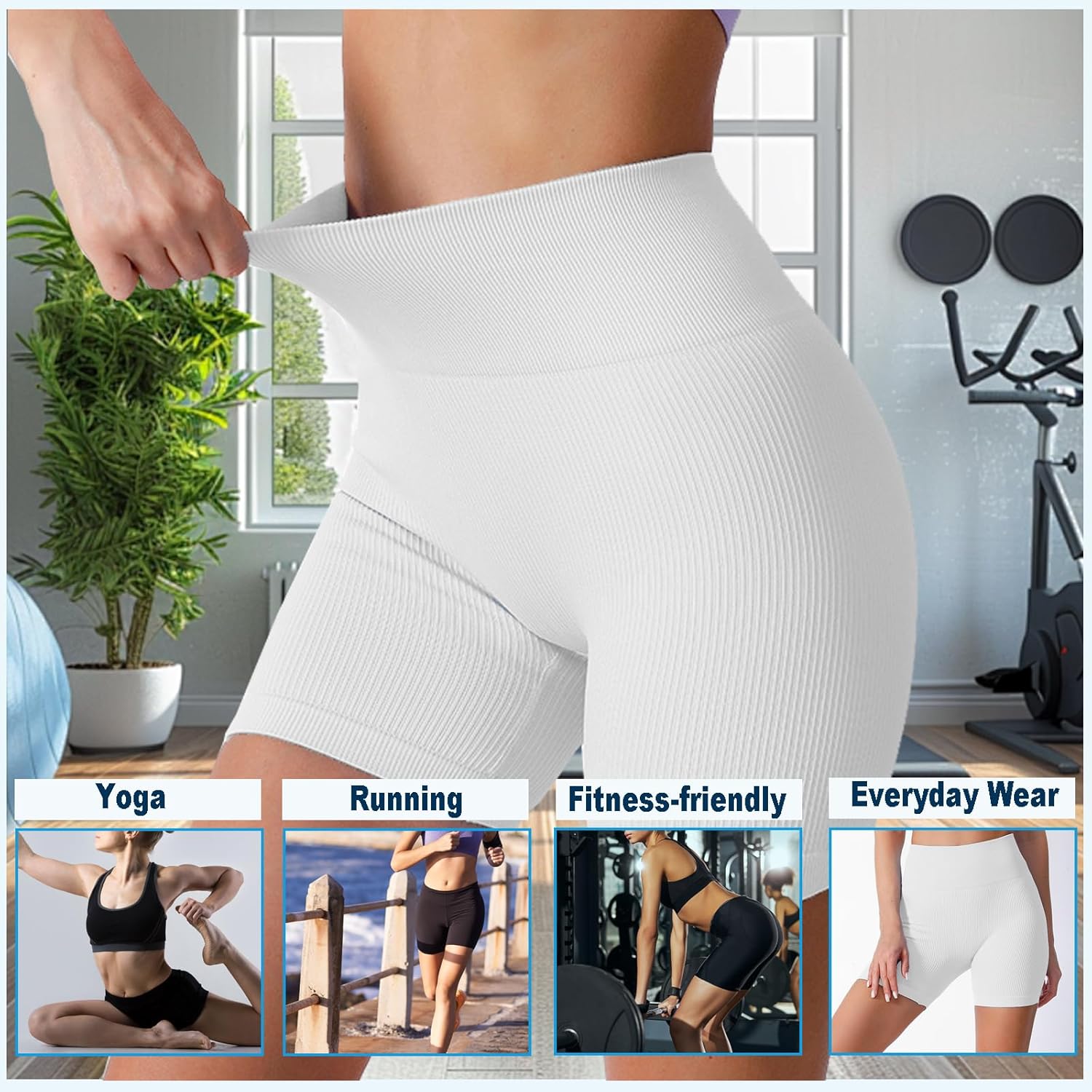 Women Athletic Shorts-High Waisted Butt Lifting Workout Pants-Seamless Scrunch Biker Shorts for Gym,Yoga, Running - Image 3