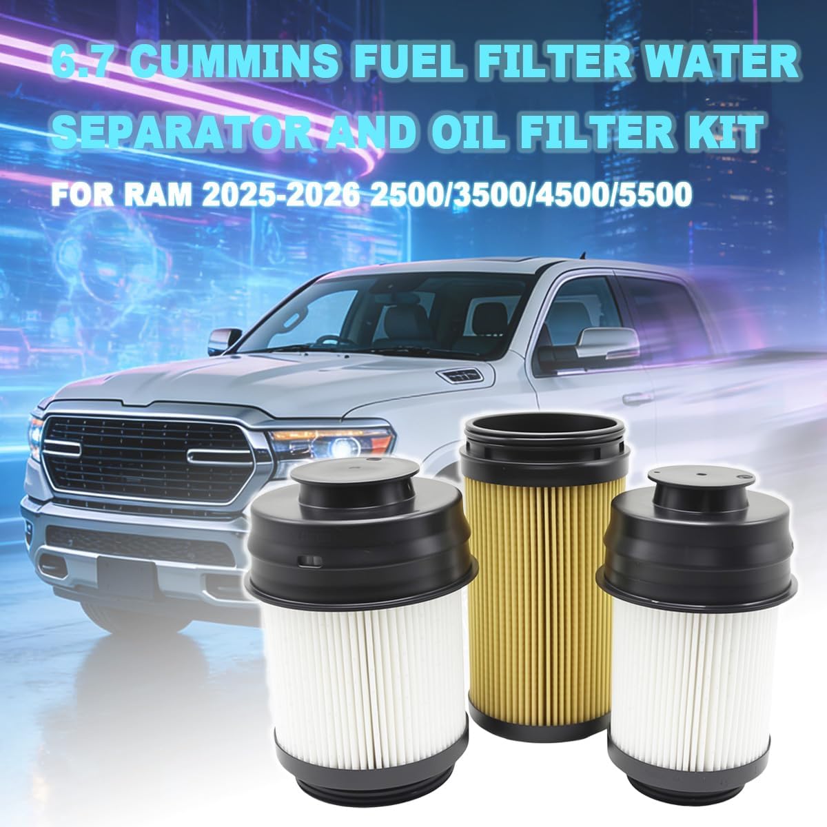 2025 6.7L Cummins Fuel Filter Water Separator Set Compatible with 2025-2026 Ram 2500 3500 4500 5500 Turbo Diesel | Replaces OEM 68677800AA 68677810AA