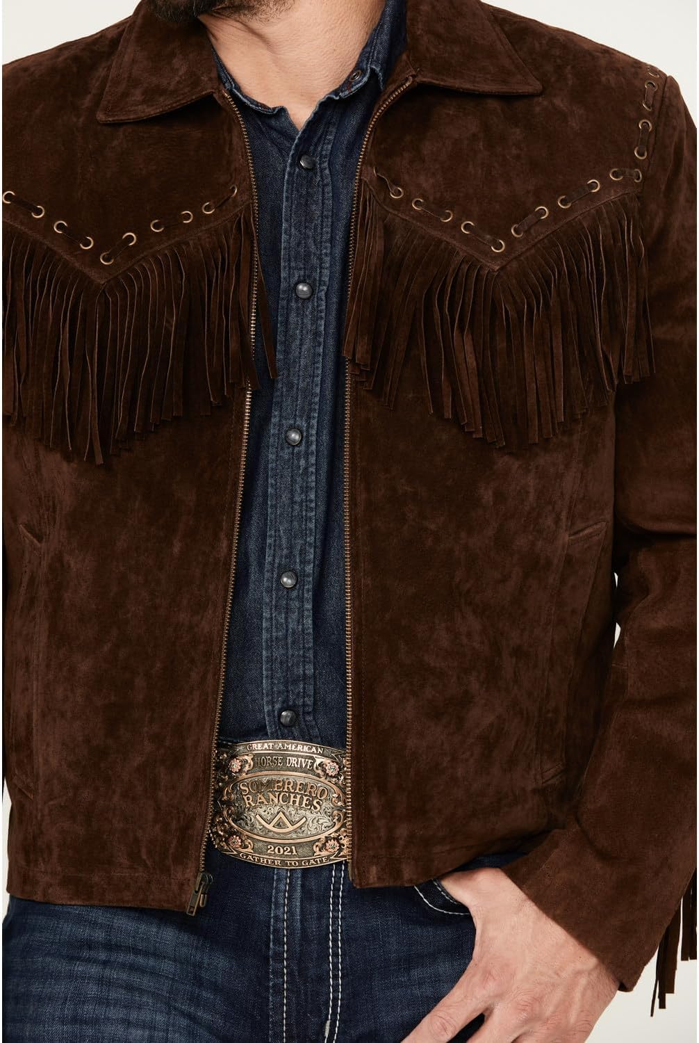 Jacket, Men's Western Suede with Fringe - Style 221