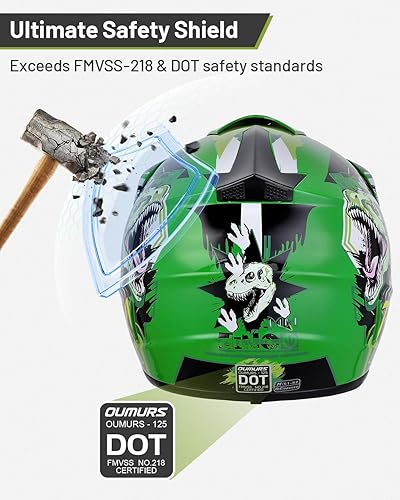 Miniatura 4 de DOT - Casco de motocross juvenil con gafas y guantes para niños de 5 a 14 años, casco ATV para niños y niñas, casco de cuatro ruedas, motocross,