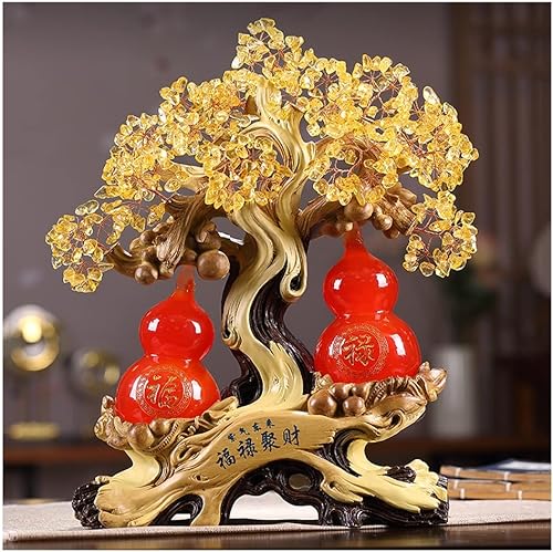 Miniatura 7 de Árbol de Feng Shui de citrino, árbol de la suerte, decoración de calabaza, manualidades, estatua de Feng Shui, árbol de cristal para el hogar, sala