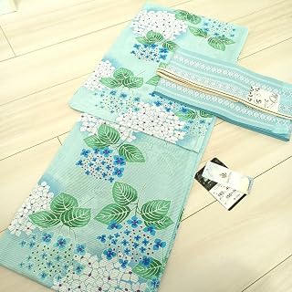 呉服屋高級綿絽大人上な紫陽花 高級夏着物 浴衣3点セット