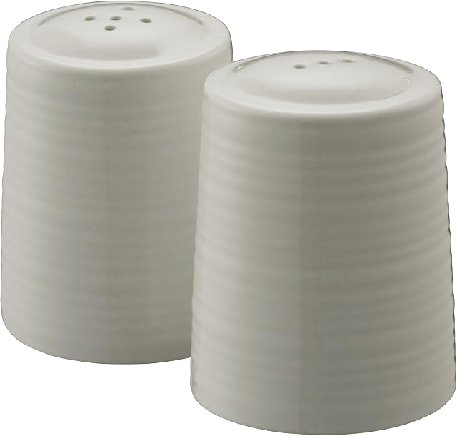 Belleek Living 7973 Ripple Salt & Pepper Set, Ceramic White
