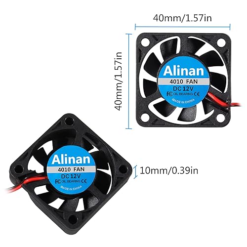 Miniatura 26 de Alinan 6pcs 4010 12V Color LED Mini Brushless Cooling Fan Transparente 40 * 40 * 10MM 0.05A para impresora 3D, PC, Caso, CPU