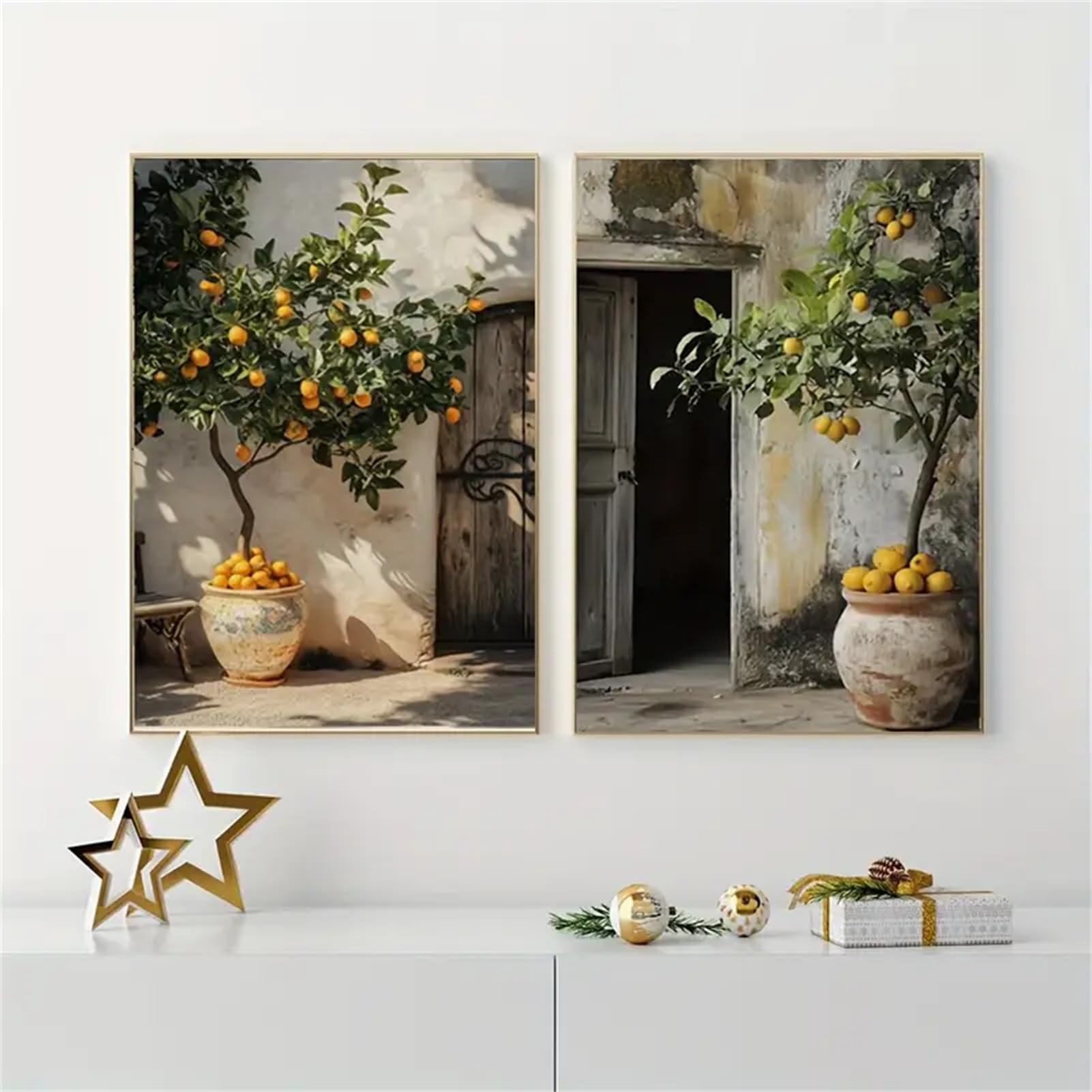 TROYSINC Lot de 2 posters motif plantes méditerranéennes citronnier olivier 50x70 cm sans cadre