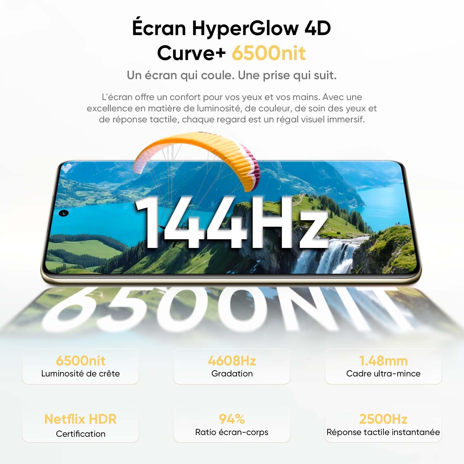 realme 16 Pro+ 5G Smartphone 12Go + 512Go, Caméra LumaColor 200MP + 50MP, Téléphones Portables Débloqués Snapdragon® 7 Gen 4, Batterie 7000mAh avec Charge Rapide 80W, 6,8" 144Hz AMOLED Écran, Or