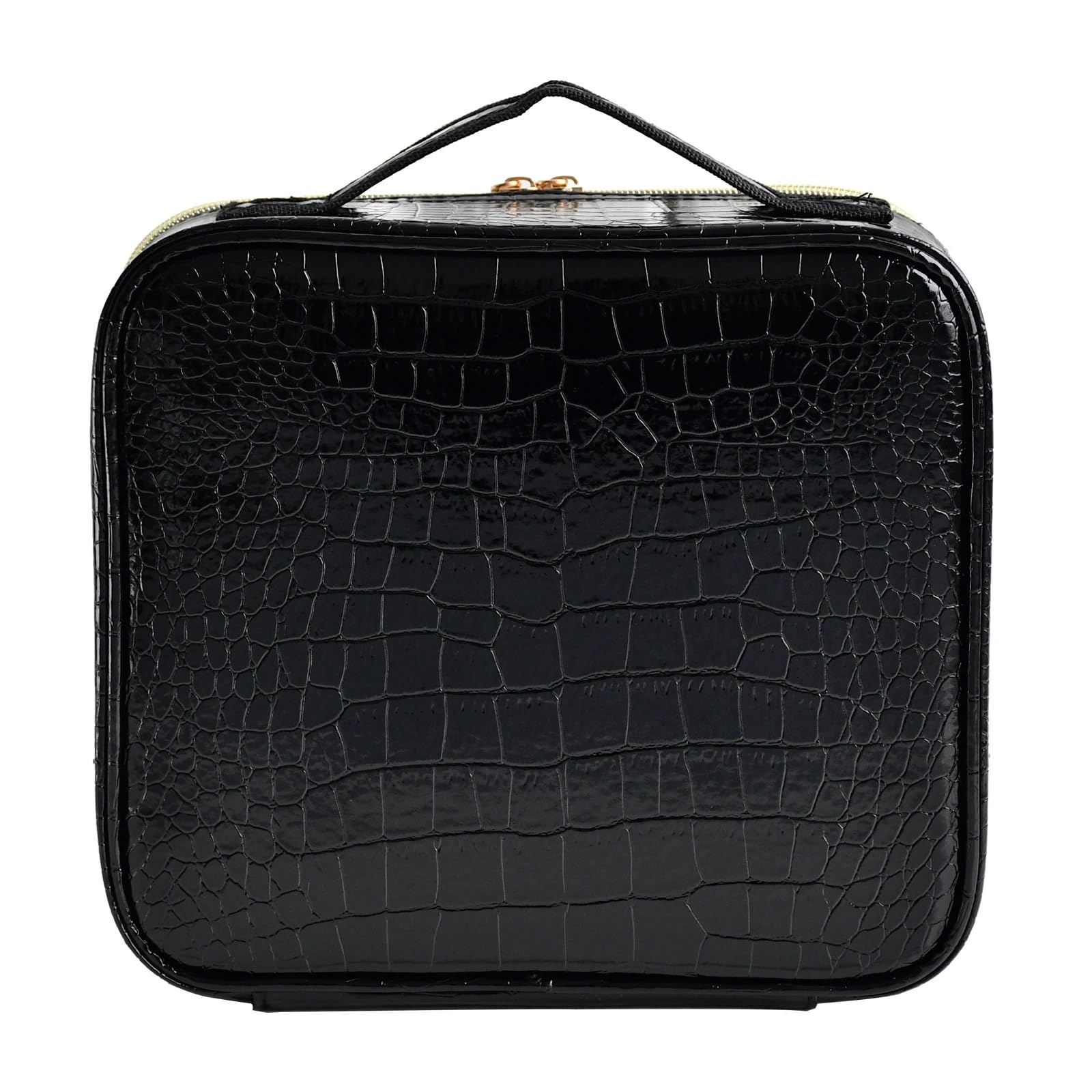 Neceser de Viaje para Mujer Bolsa de cosméticos Cuero PU for Mujer, Estuche Maquillaje portátil Multifuncional for Almacenamiento Viaje(Crocodile Black)