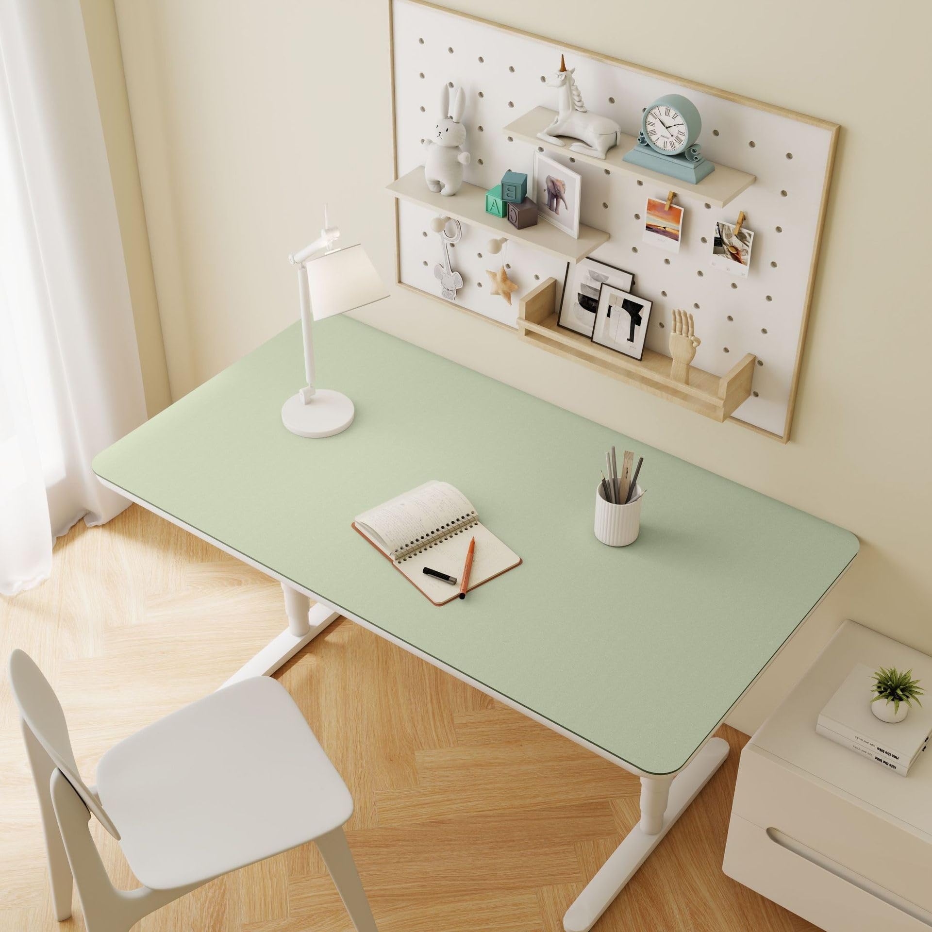 PU Leather Desk & Table Top Protector Mat, Non-Slip Surface Waterproof Desk Mat for Keyboard, Mouse & Makeup Dressing Table(Green,80x140cm)