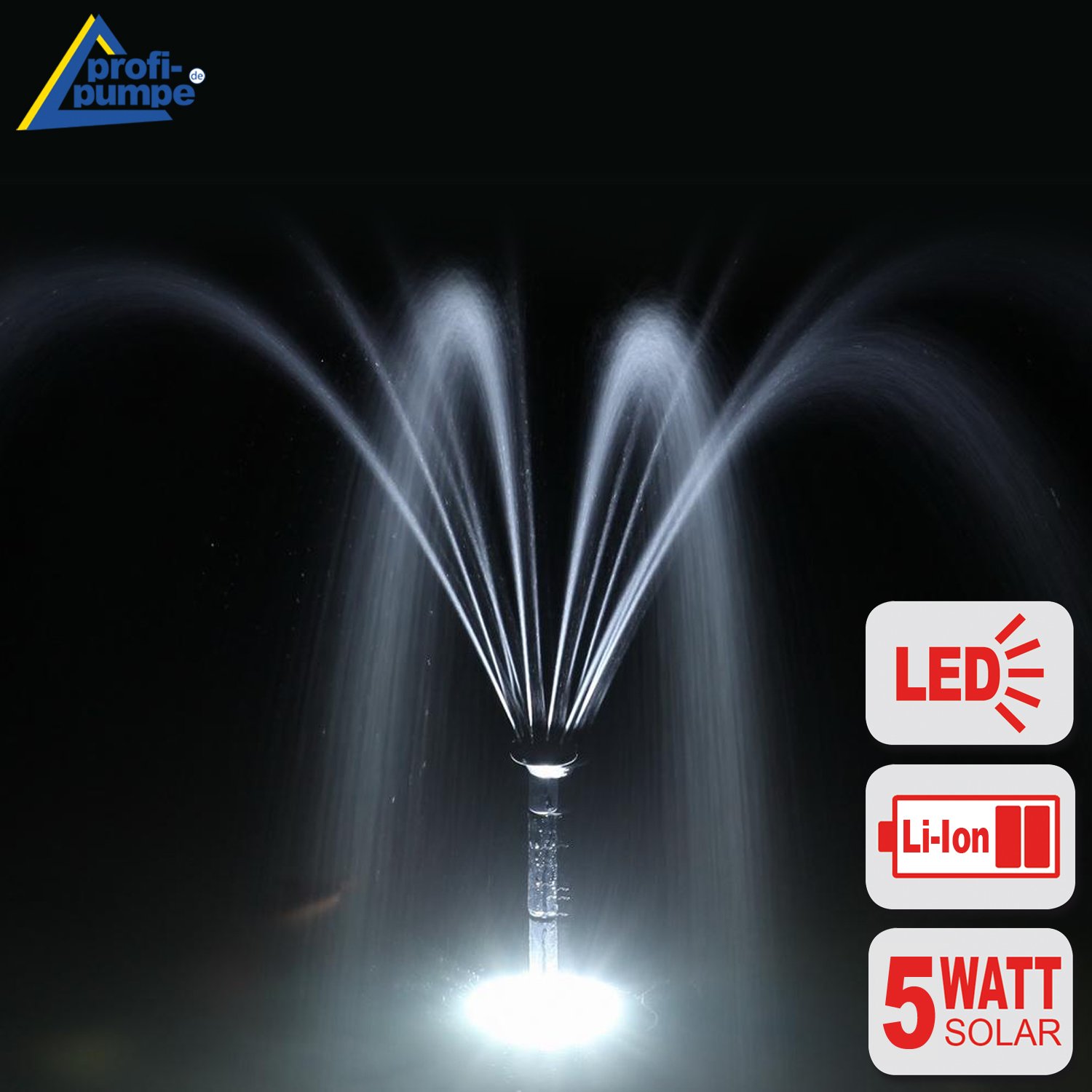 FONTAINE SOLAIRE innovante FONCTION EAU SOLAIRE Kit pompe solaire pour bassin de JARDIN avec BATTERIE LI-ION éclairage LED Panneau solaire dans un cadre ALU stable - Oasis 500-3 Li&LED