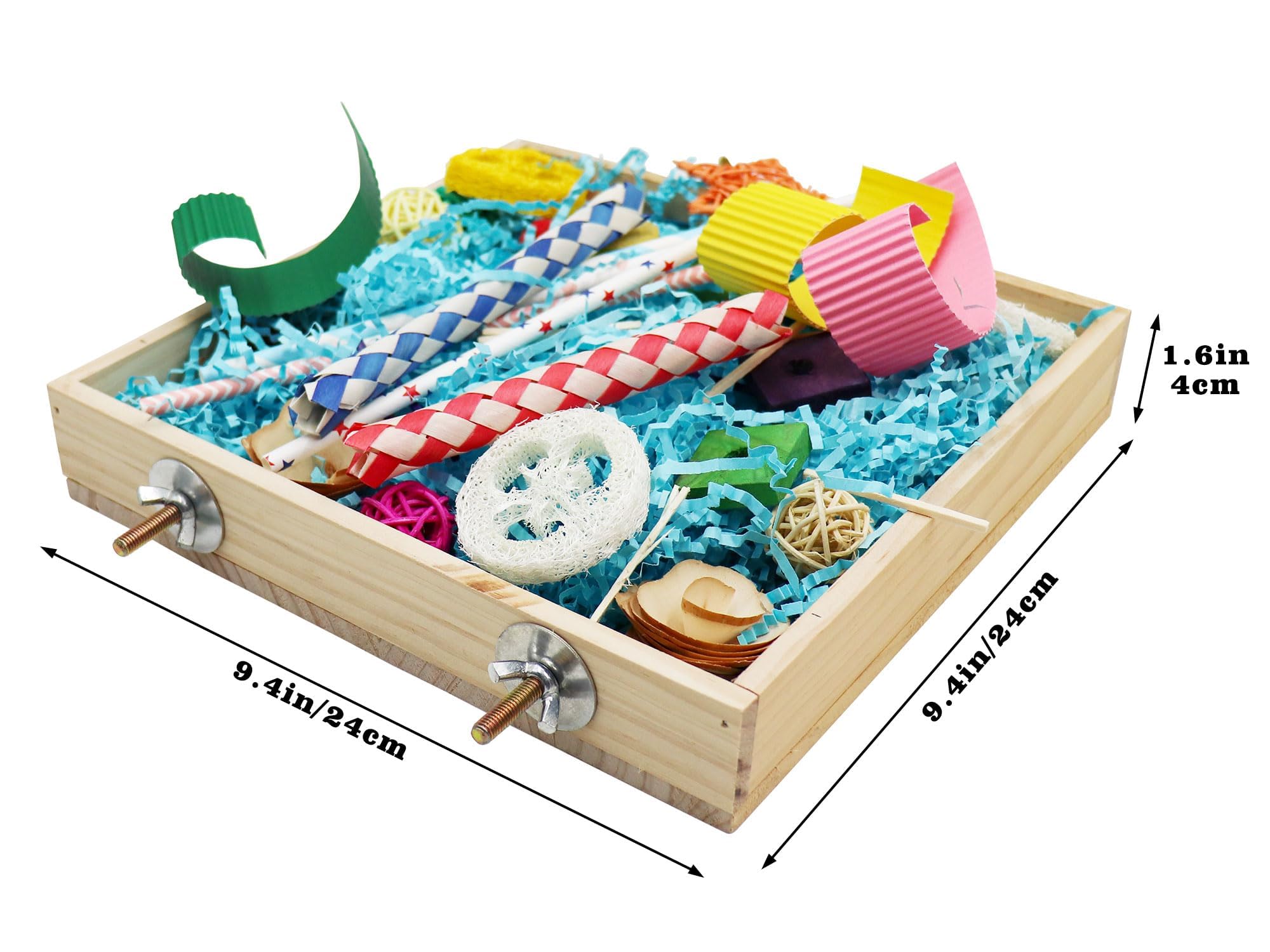 Jinkoozz Bird Foraging Toys Box, Wooden Parrot Shredding Toys Box, Bird Chewing Toys, Birdcage Accessories, Suitable for Small Birds Parakeets Cockatiels Love Birds Conures - image 6