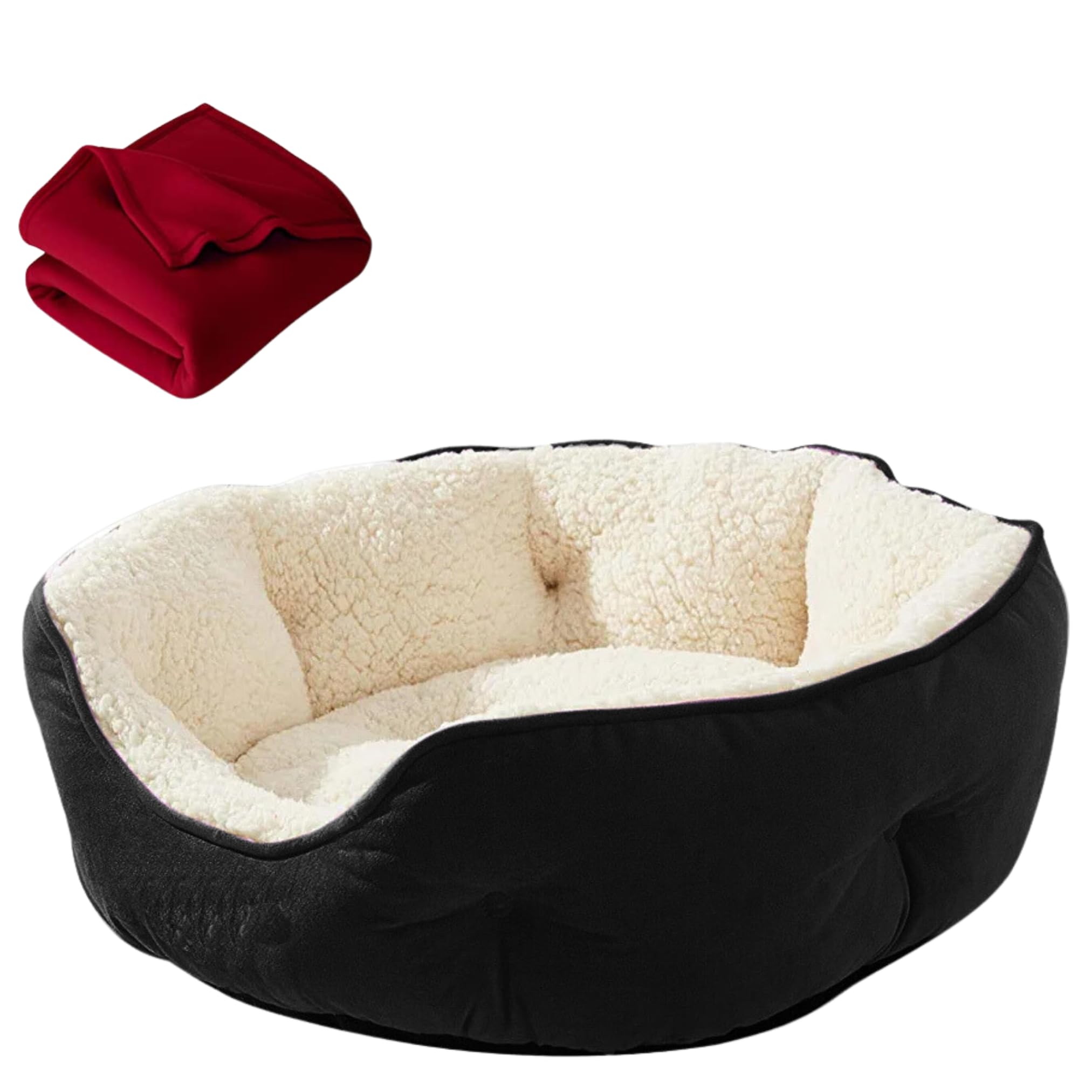 DRILLY Washable Dog/cat Bed with Blanket for Small | Medium | Large | Extra Large | XXL | XXXL | 4XL Size Dogs | Cats | Puppy | pet | Rabbit | Persian cat | Indoor cat (S)