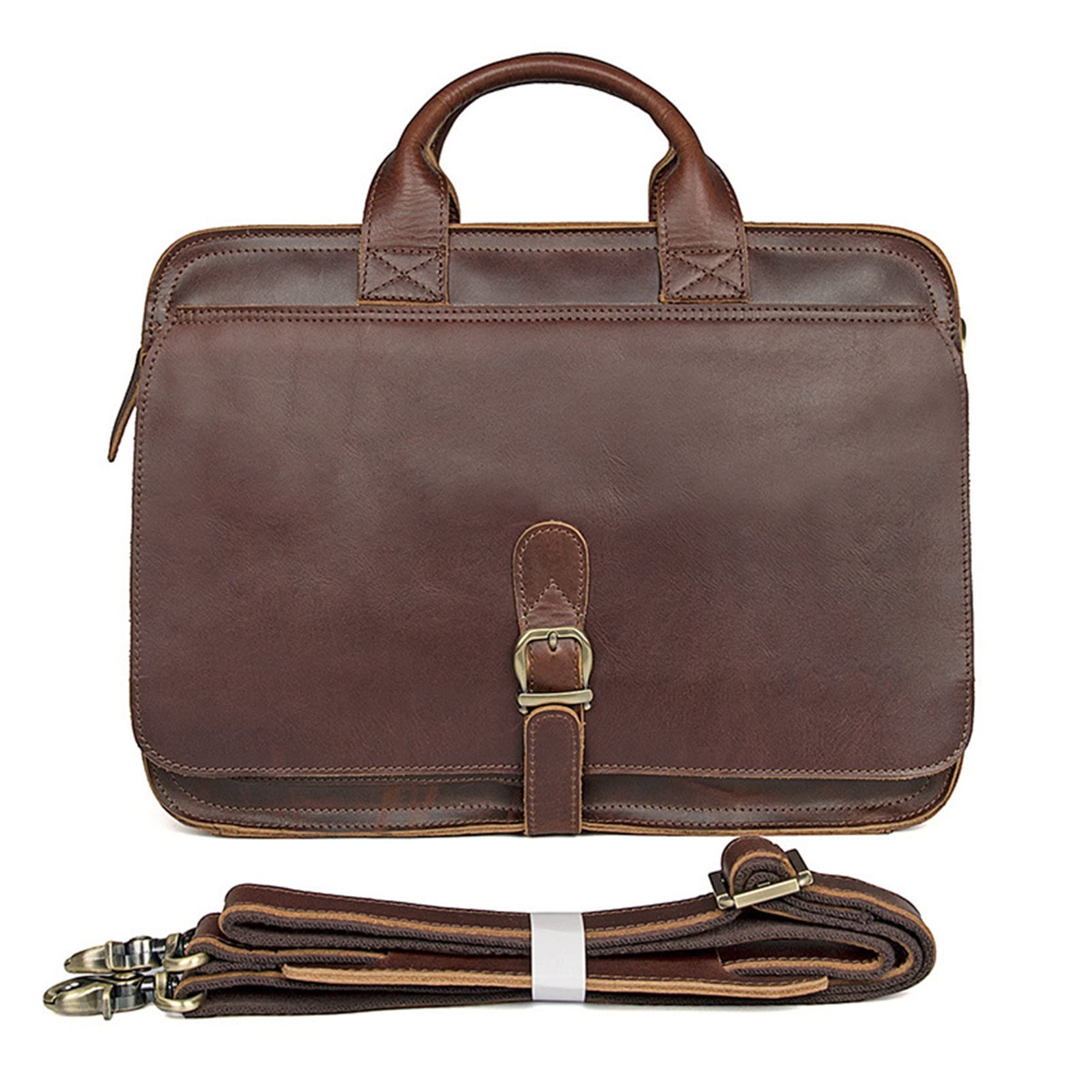 Sac à bandoulière véritable cuir homme porte-documents ordinateur 14" travail