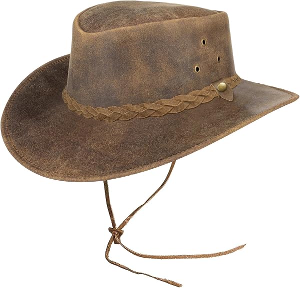 Pamposh Chapeau de cowboy en cuir fait main léger et façonnable