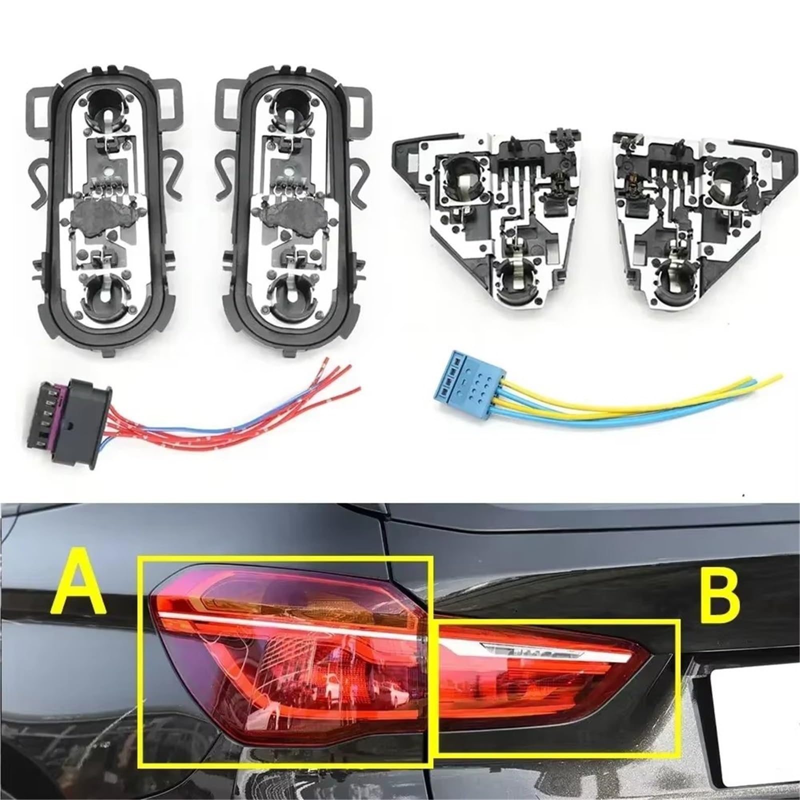Para X1 F48 F49 2016 2017 2018 2019 Soporte De Enchufe Bombilla Luz Trasera Coche Conector Freno Con Faros Traseros Coche(A Socket Right)