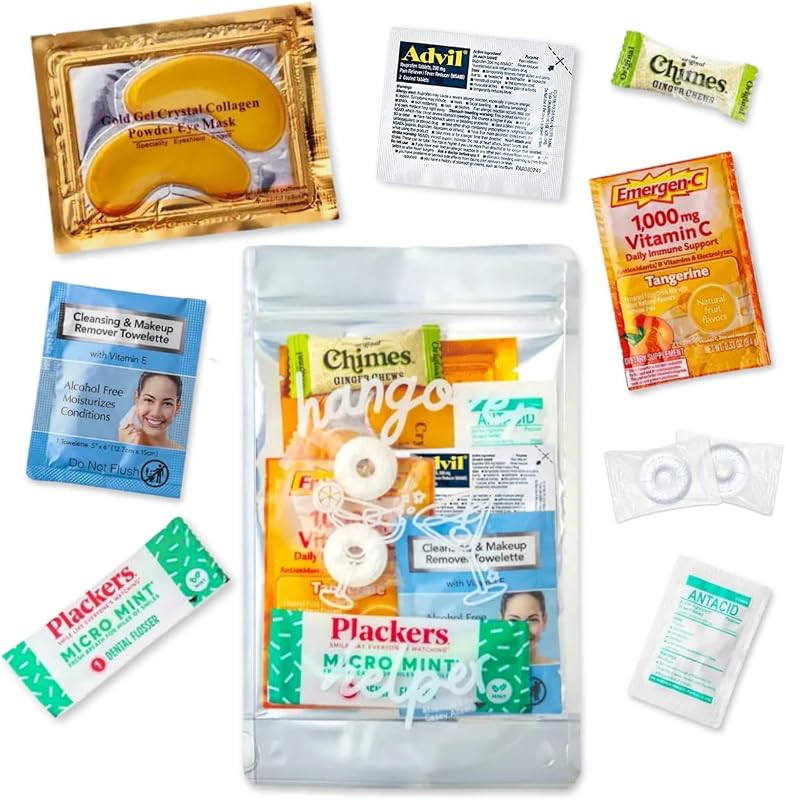 Party Recovery Kit (10 Pack) Pre Filled Celebration Favors Goodie Bags and Gifts for Bachelorette, Wedding, 21st Birthday, Girls’ Trip and More, 5”x8”