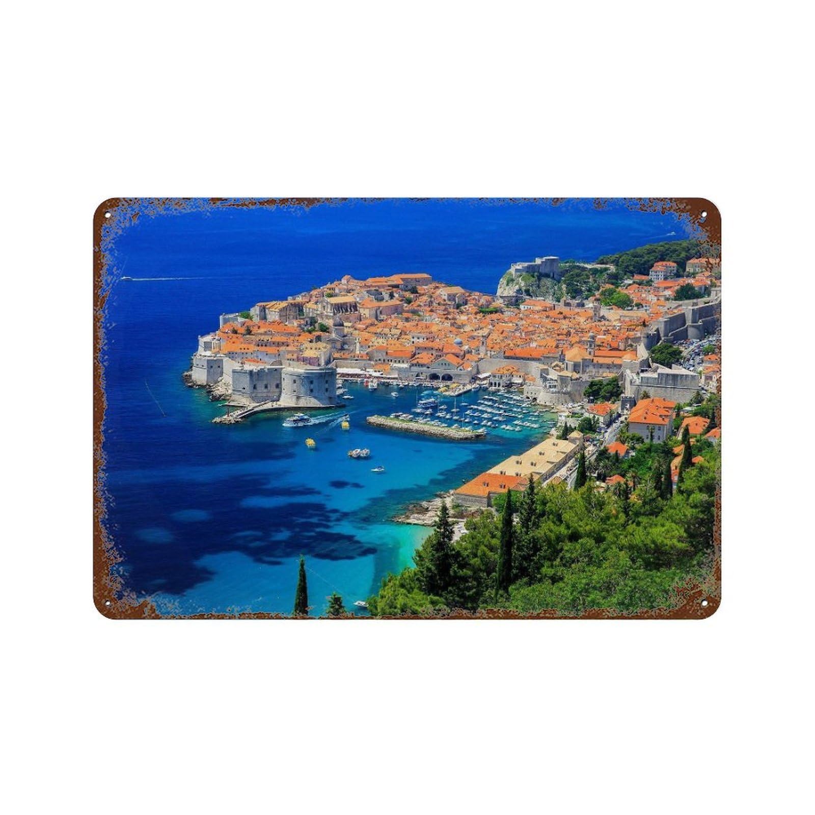 xiaoxiaoshen Real Photo Dubrovnik Decor Croatia Wall Decor Art Metal Tin Poster Modern Home Decor Art Home Bar Shop Decorations Vintage Sign 20x30cm