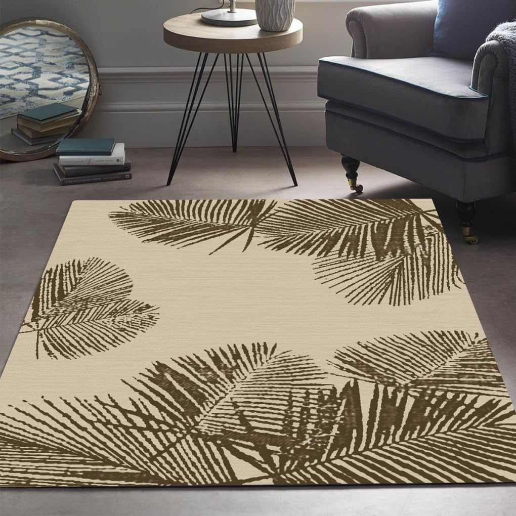 Brown Modern Washable 4x6 Area Rug for Living Room Bedroom Diningroom Home Office Nursery Room Large Soft Carpet Ultra Art Deco Hallway Kitchen Laundry Room Bathroom Non Slip Rugs