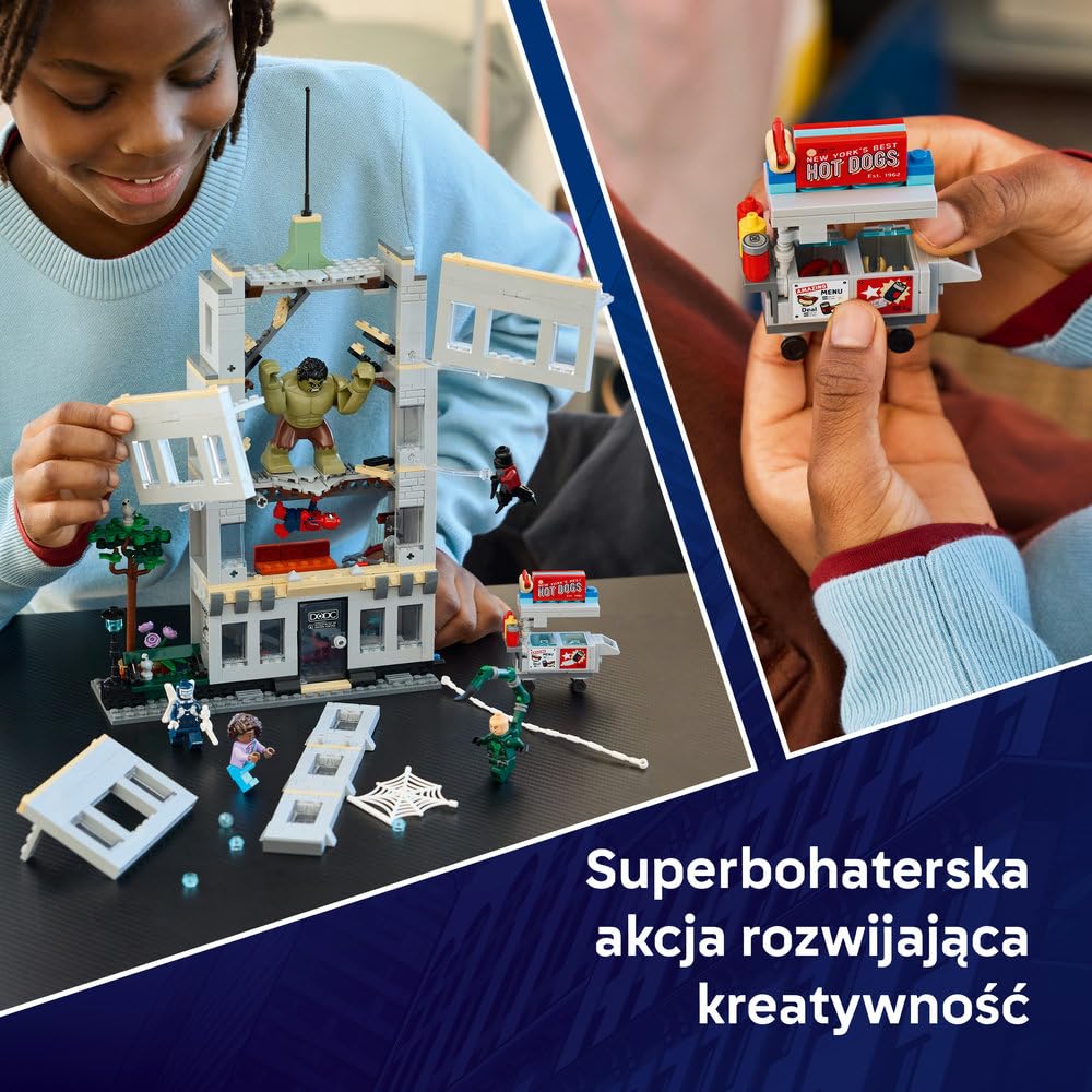 LEGO | Marvel Epickie starcie: Spider-Man kontra Hulk 76350 | Zabawka dla 8-latka, 6 postaci Marvel z filmu, prezent dla fana Spider-Mana, zestaw klocków dla dzieci, 534 elementy