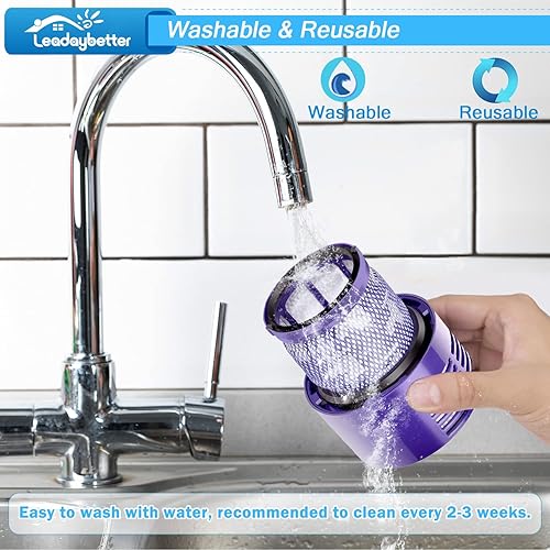 Miniatura 7 de Leadaybetter Repuesto de filtro para aspiradora Dyson V10 Animal V10 Cyclone Series V10 Absolute V10 Total Clean SV12 para aspiradora inalámbrica,