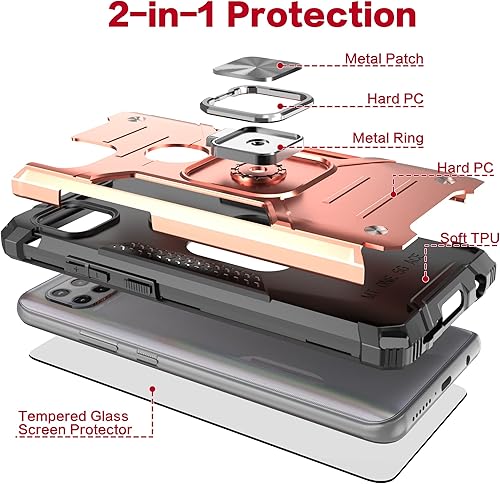 Miniatura 6 de Moto One 5G Ace - Funda con protector de pantalla, absorción de golpes, resistente y duradera, a prueba de caídas, con soporte para automóvil, funda