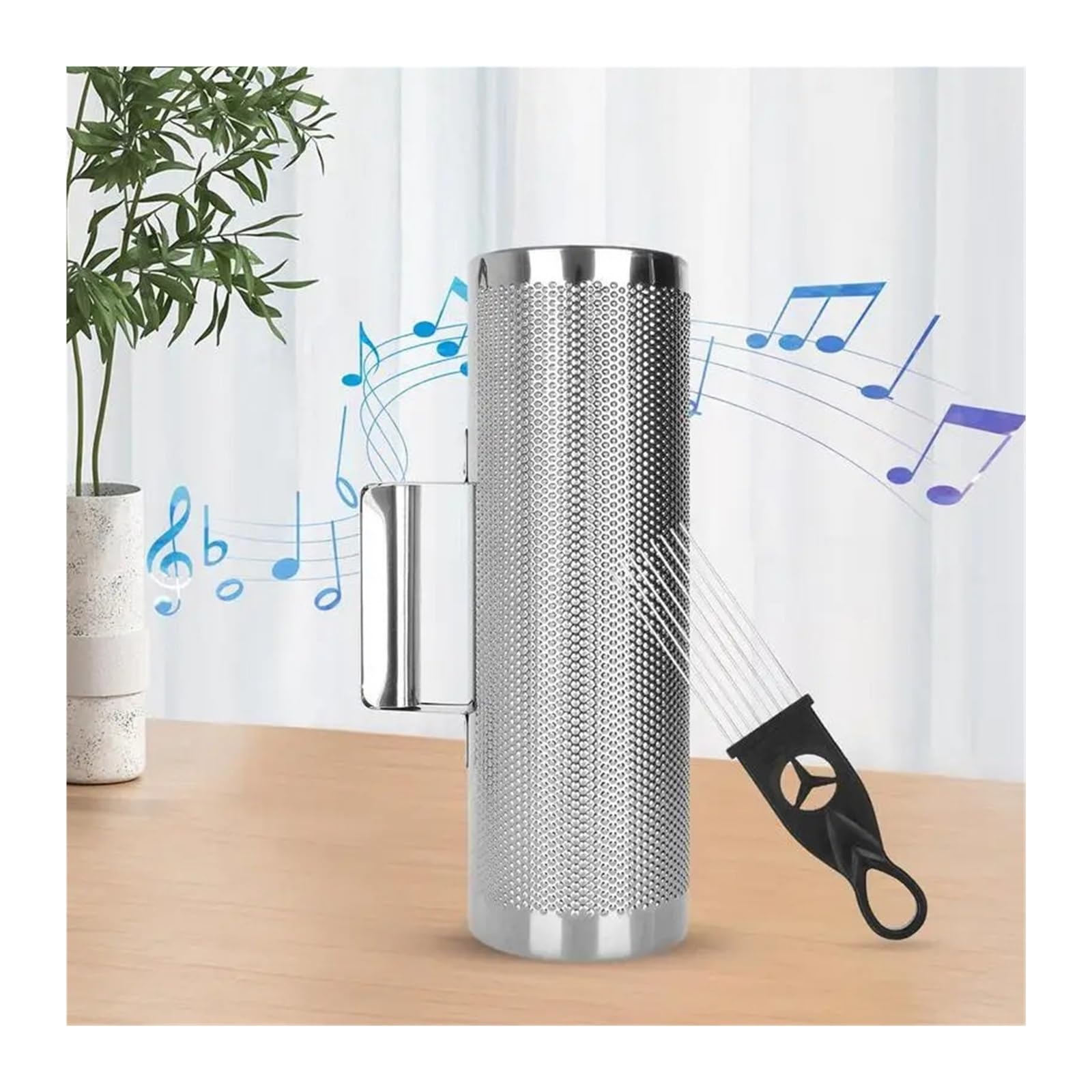 tianwandong Ensemble d'instruments de musique Guiro en acier inoxydable avec grattoir Outil de formation musicale multifonctionnel avec ergonomie(4 x 12 inches)