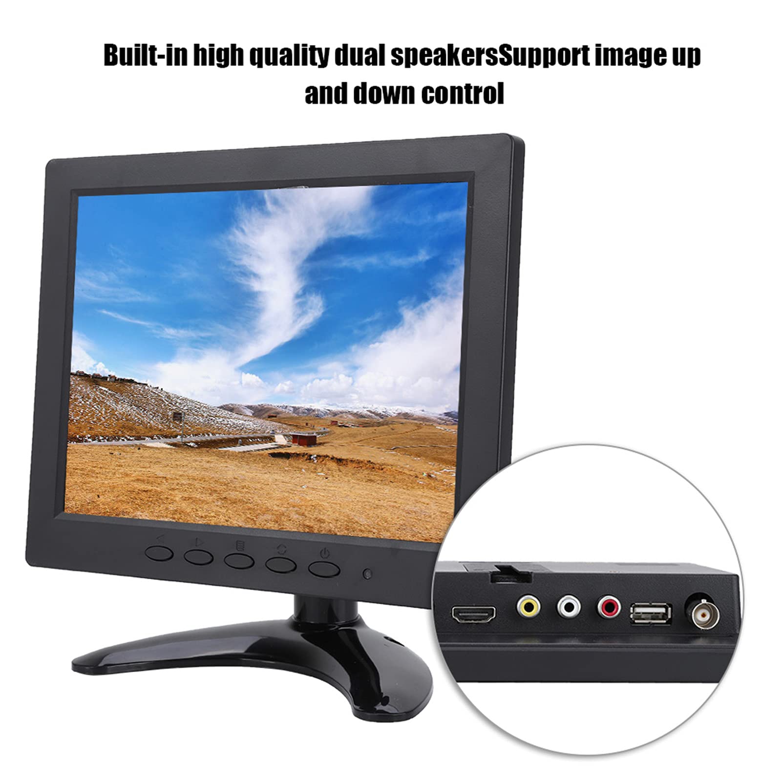 Changor 8 Pulgadas Monitor IPS LCD HD, Mini Pantalla 1024X 768 Altavoces Pntegrados con Entrada HDMI VGA BNC AV para PC Gaming