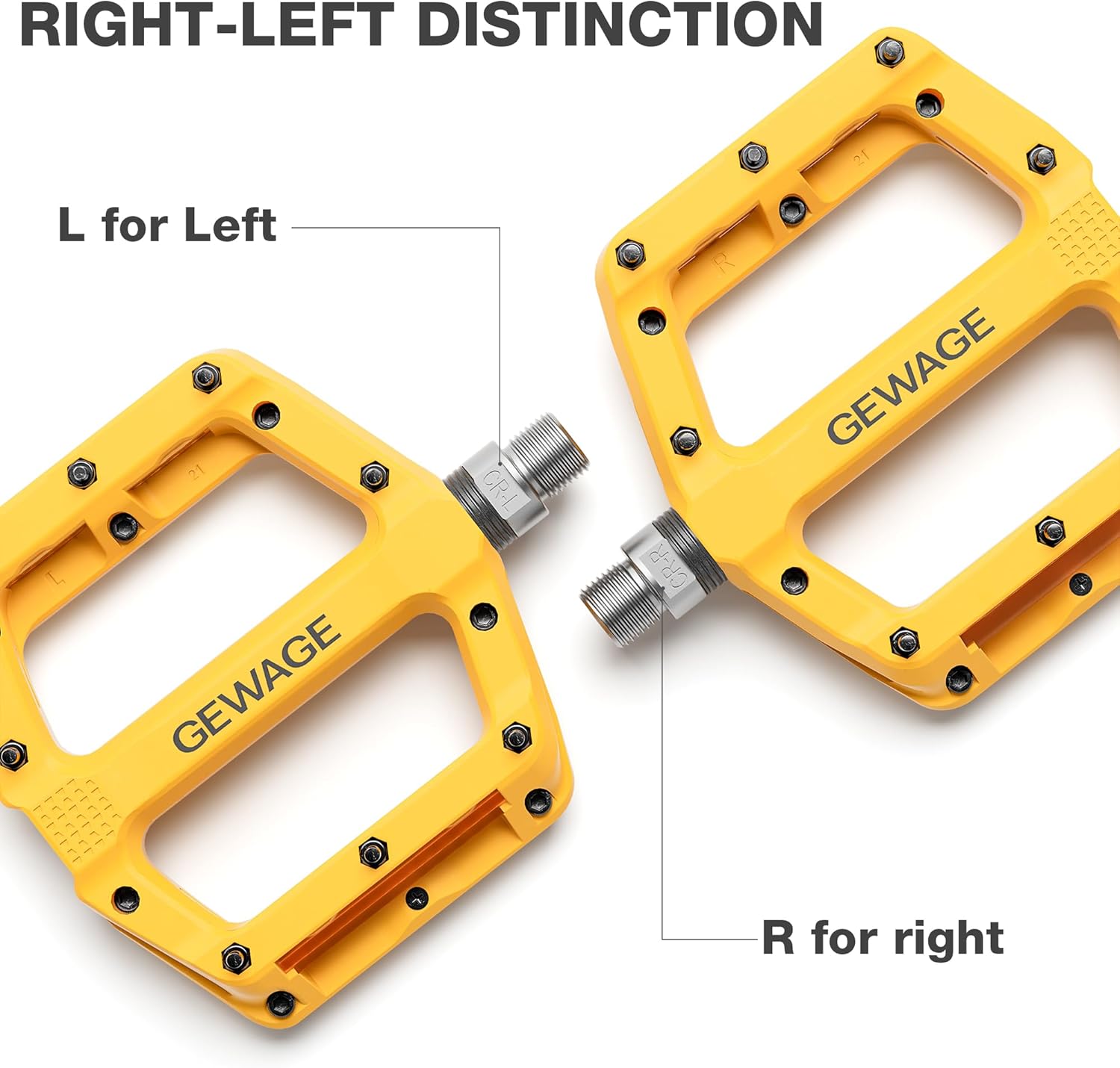 Mountain Bike Pedals 9/16 Inch - Bicycle Flat Pedals with Reflectors - Lightweight Nylon Fiber Wide Platform Pedals for Mountain Bike, BMX, Road Bike Pedals