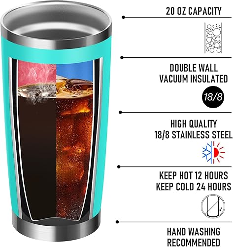 Miniatura 3 de ATHAND Vasos aislados personalizados de 20 onzas con tapa y pajita, taza de acero inoxidable de doble pared con texto en inglés "You Are My Person",