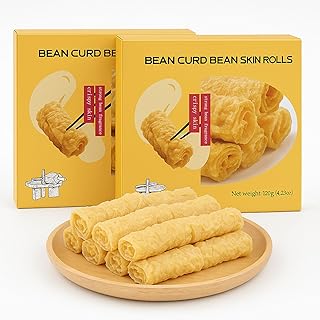 Fried Tofu Skin Roll - Crispy Bean Curd Sheets, Vegetarian Snack, 4.23oz per Pack, Pack of 2, for Hot Pot, Stir-Fry and Soup Noodles