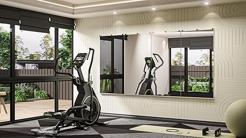 Miniatura 2 de Keonjinn Espejo de gimnasio en casa, 48 x 24 pulgadas x 2 piezas, espejo de ejercicio grande, espejos de cuerpo completo sin marco, vidrio templado,