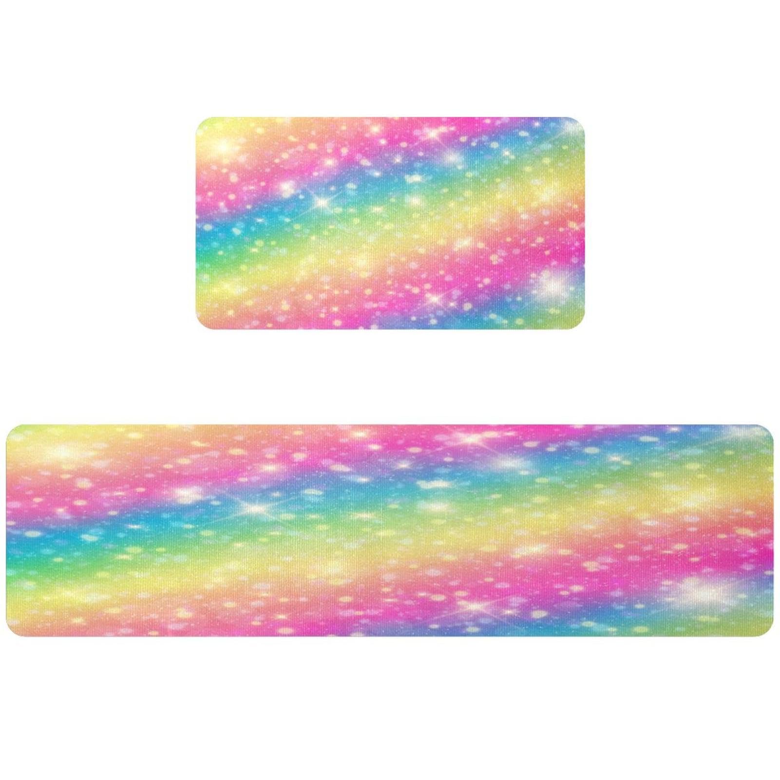 Tapis de cuisine coloré arc-en-ciel antidérapant lavable buanderie couloir