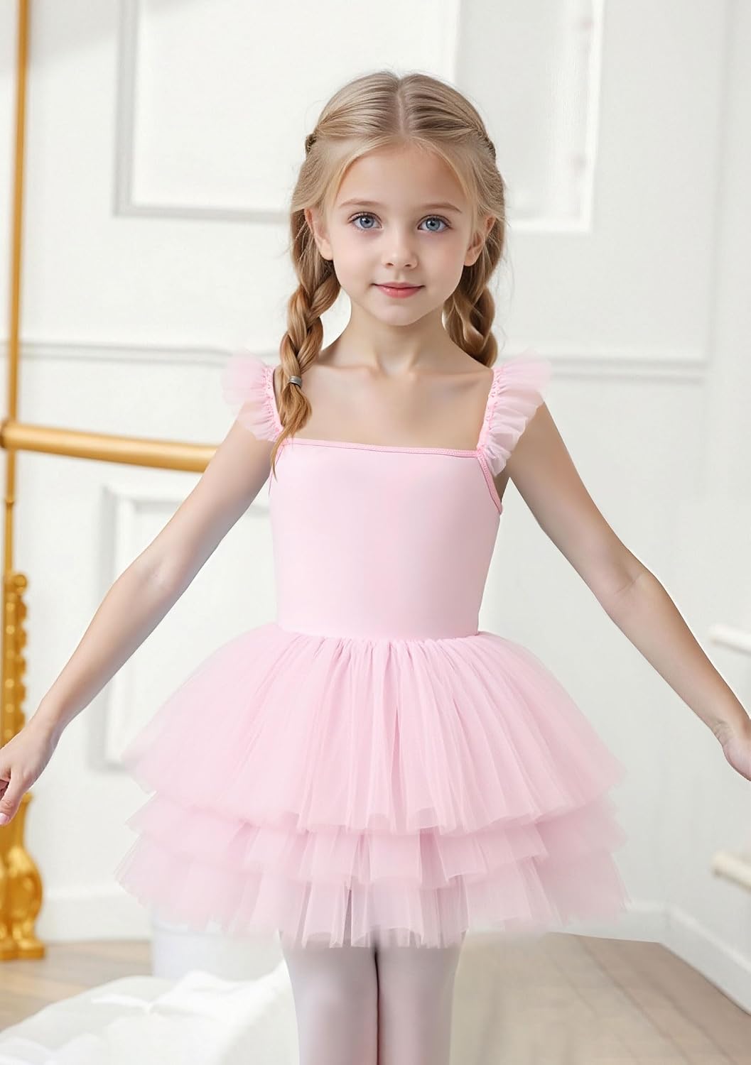 Tutu.kk Toddler Girls Ballet Leotard Sleeveless Back Cross Tutu Dresses Dance Leotard for Girls 1-8 Years