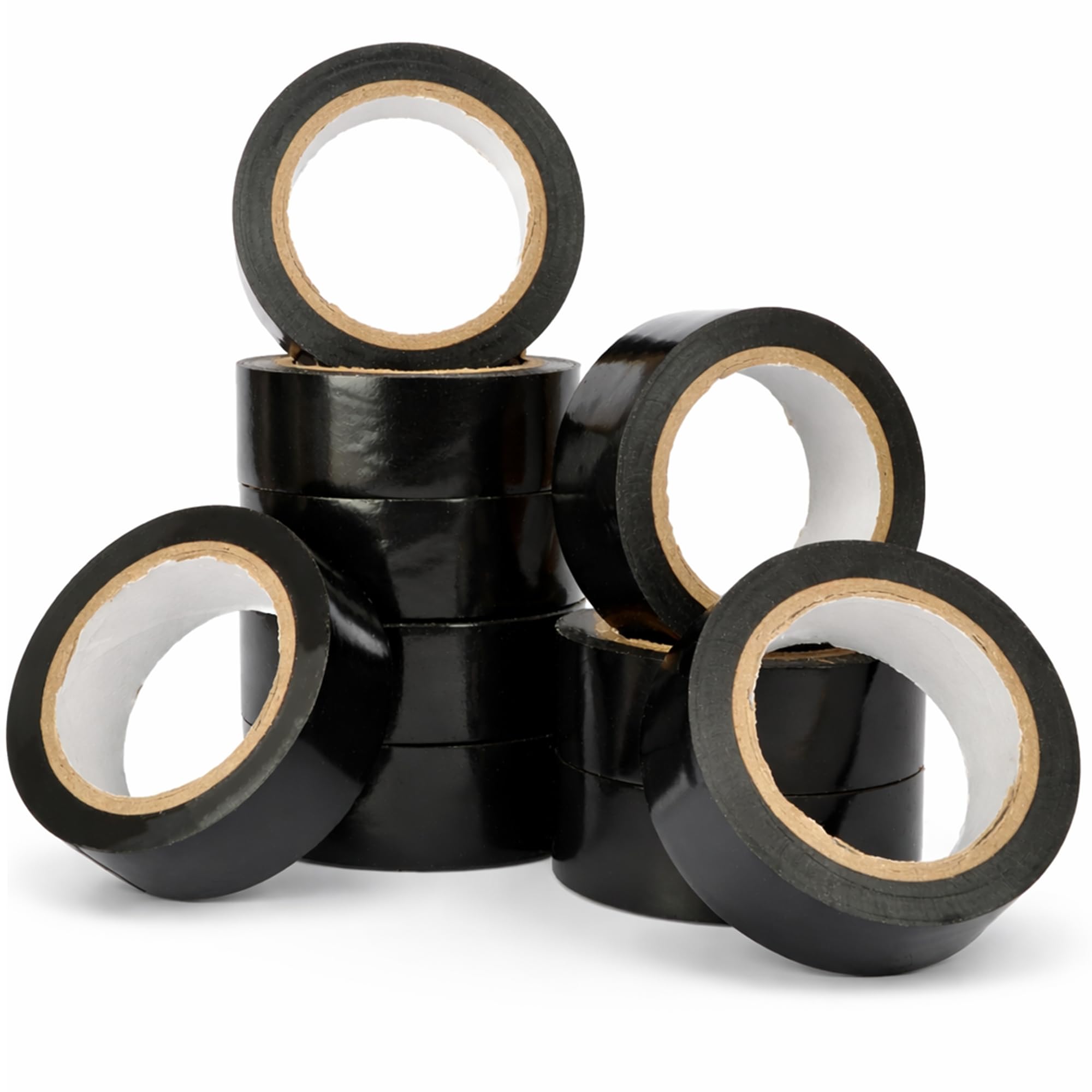 Navoys 10pc PVC Electrical Insulation Tape | 8m x 19mm | Black, Strong Adhesive Flexible Tape for DIY & Electrical Repairs (10pc - 8m x 19mm)