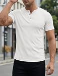 JMIERR Men Casual Short Sleeve T-Shirt Muscle Slim Henley Shirts Beach Tees | Summer, Activewear, Longline, Undershirts, Button, V Neck, Hawaiian, Fitted, Golf, Solid Color, Outdoor, Hiking