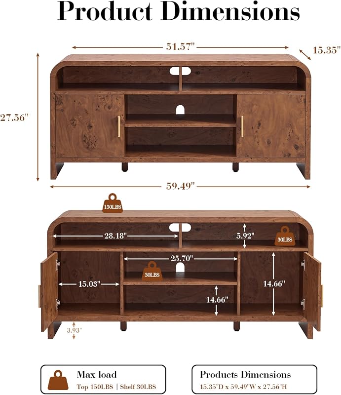 Curved Profile TV Stand for TVs Up to 65" image 5
