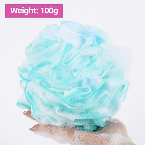 4 Pack Mesh Pouf Bath Sponges, 100g/Pc XXL Large Loofahs Shower Sponge Exfoliating Body Scrubber Shower Scrunchies