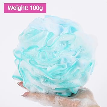 4 Pack Mesh Pouf Bath Sponges, 100g/Pc XXL Large Loofahs Shower Sponge Exfoliating Body Scrubber Shower Scrunchies