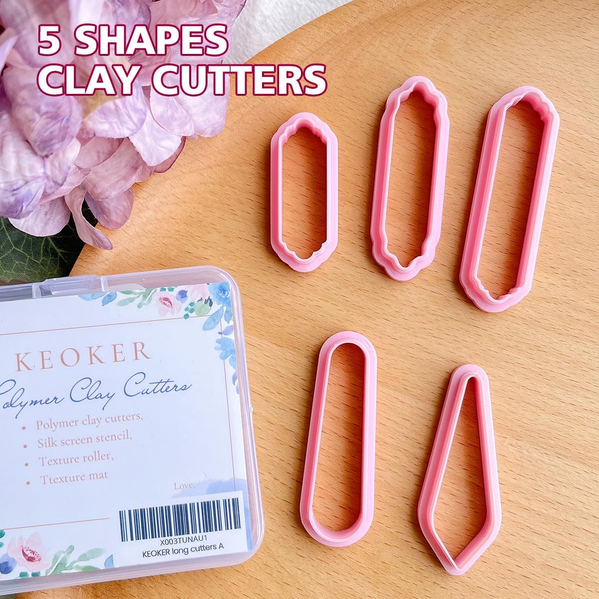 Keoker Clay Cutters, Polymer Clay Cutters, Long Dangle Shape Polymer Clay Cutter Set (5PCS A)