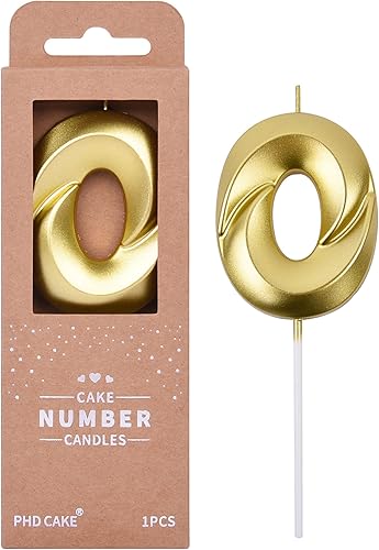 PHD CAKE Velas de cumpleaños de oro con diamantes de 2.76 pulgadas, velas de números dorados, velas de números de pastel, celebración de fiesta