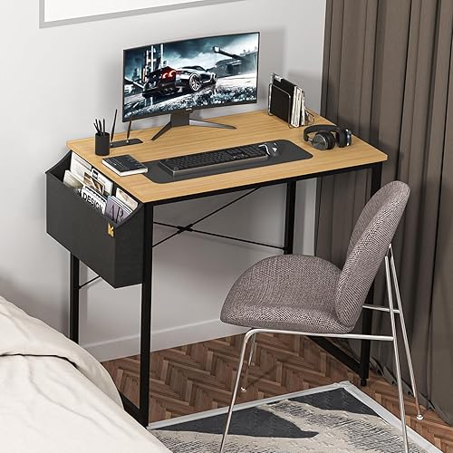 Miniatura 2 de MoNiBloom Escritorio para computadora, mesa para computadora portátil de estilo simple moderno con bolsa de almacenamiento para lectura, escritura,