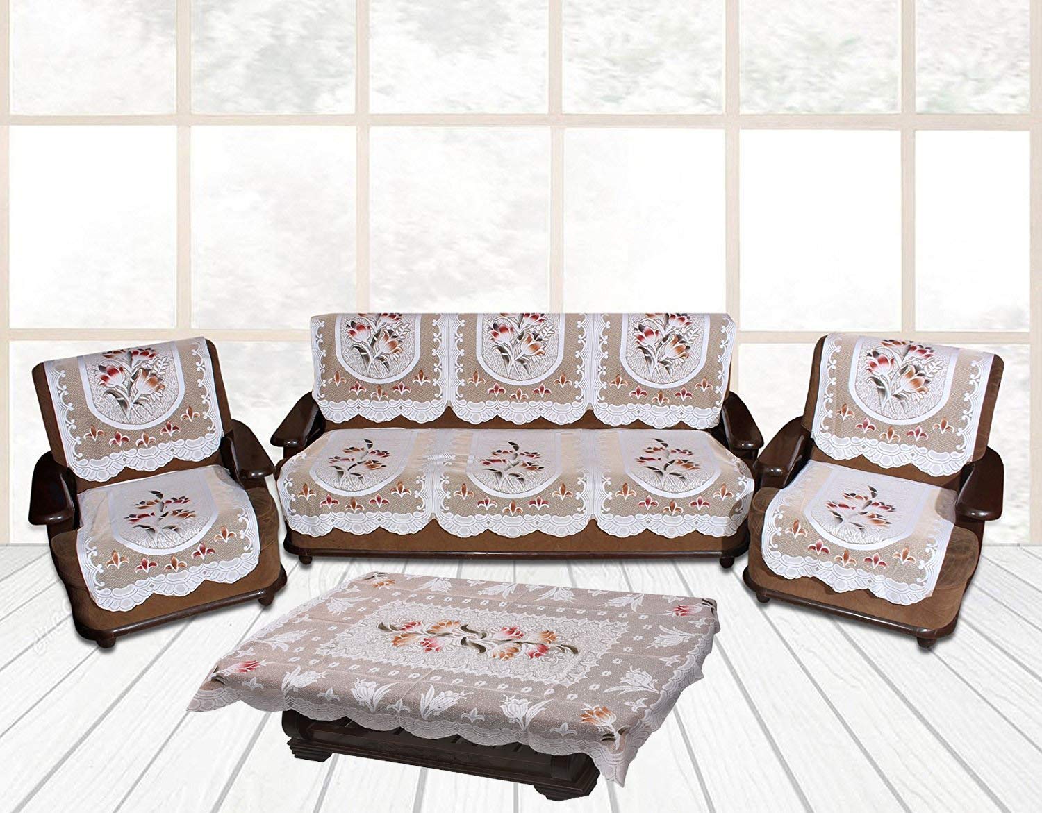 IM FAB Tulip Net 5 Seater Sofa Cover Set with 1 Centre Table Cover (Rust) (B08CCG35Z9) Amazon Price History, Amazon Price Tracker