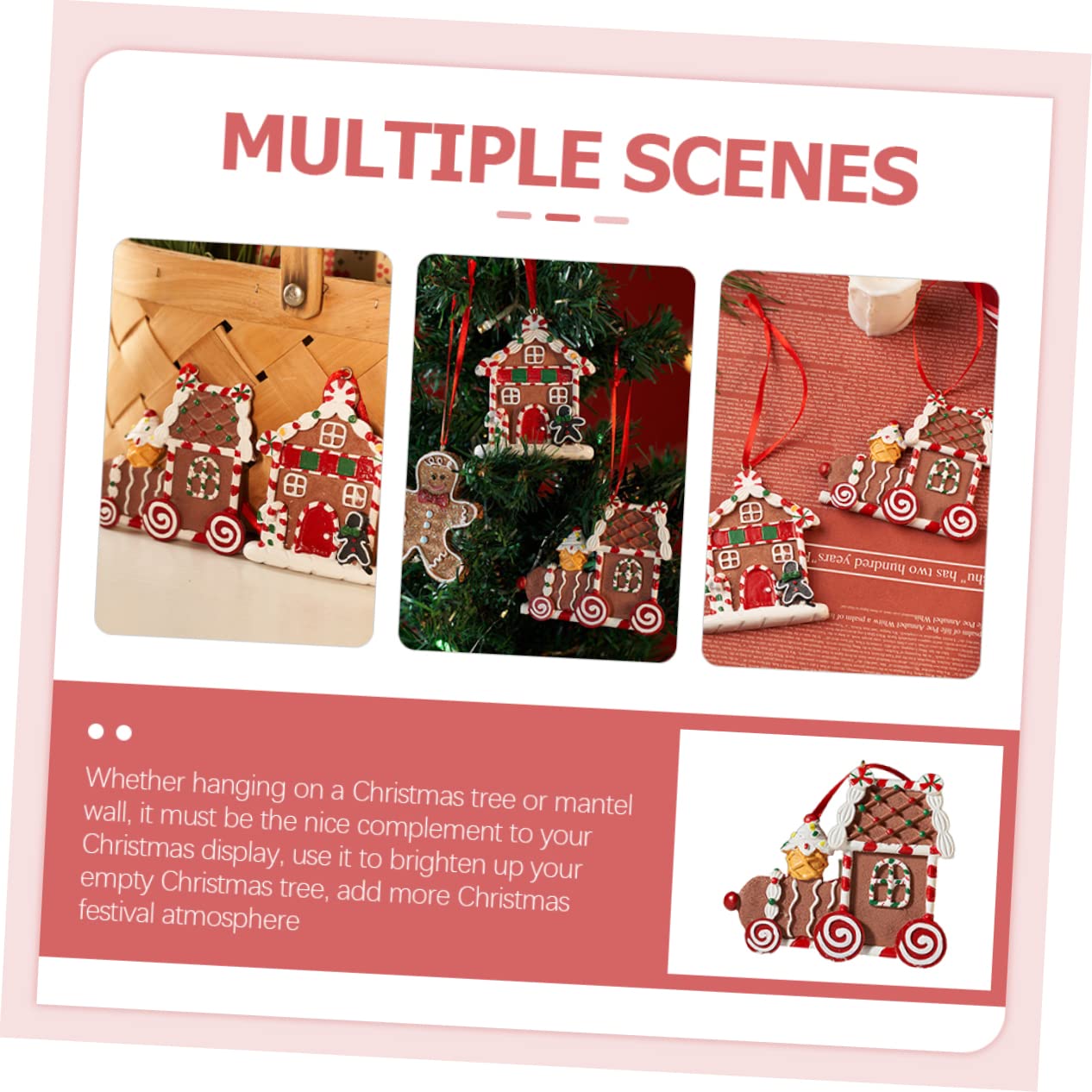 ABOOFAN 4piezas Adorno Colgante De Resina para Árbol De Navidad Decoración Festiva De Gingerbread para Mejorar La Apariencia para Puerta Pared Ventana Porche