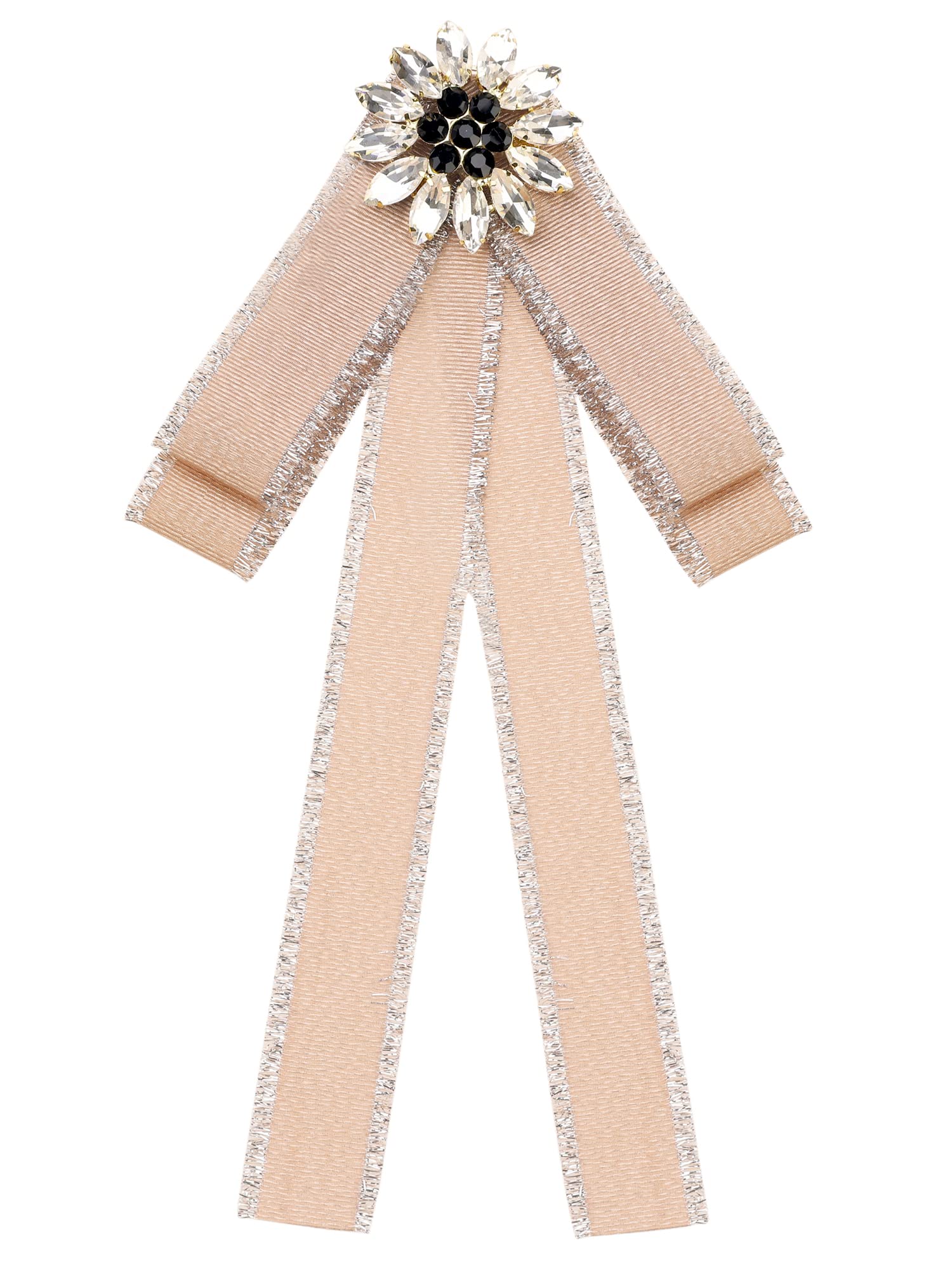 Elerevyo Women's Khaki Pre-Tied Neck Tie Ribbon Elegant Bowknot Bowtie Bow Tie Brooches One Size
